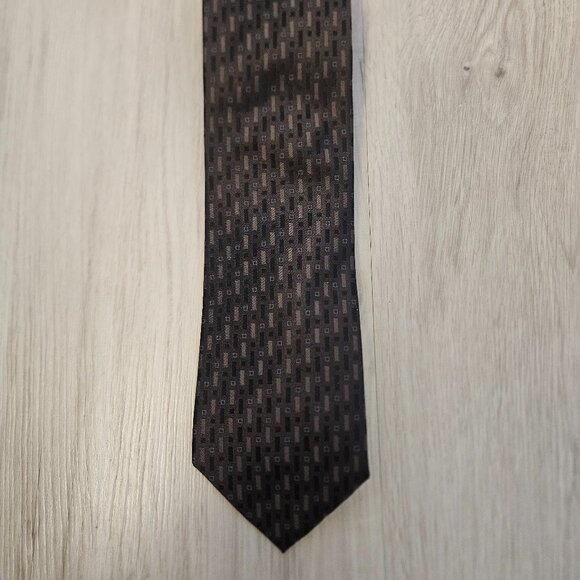 J. Ferrar Black Brown 100% Silk Tie - Picture 1 of 3